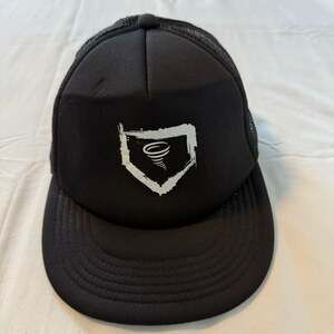 District Threads Black Mesh Back Snapback Hat Tornado Home Plate Logo